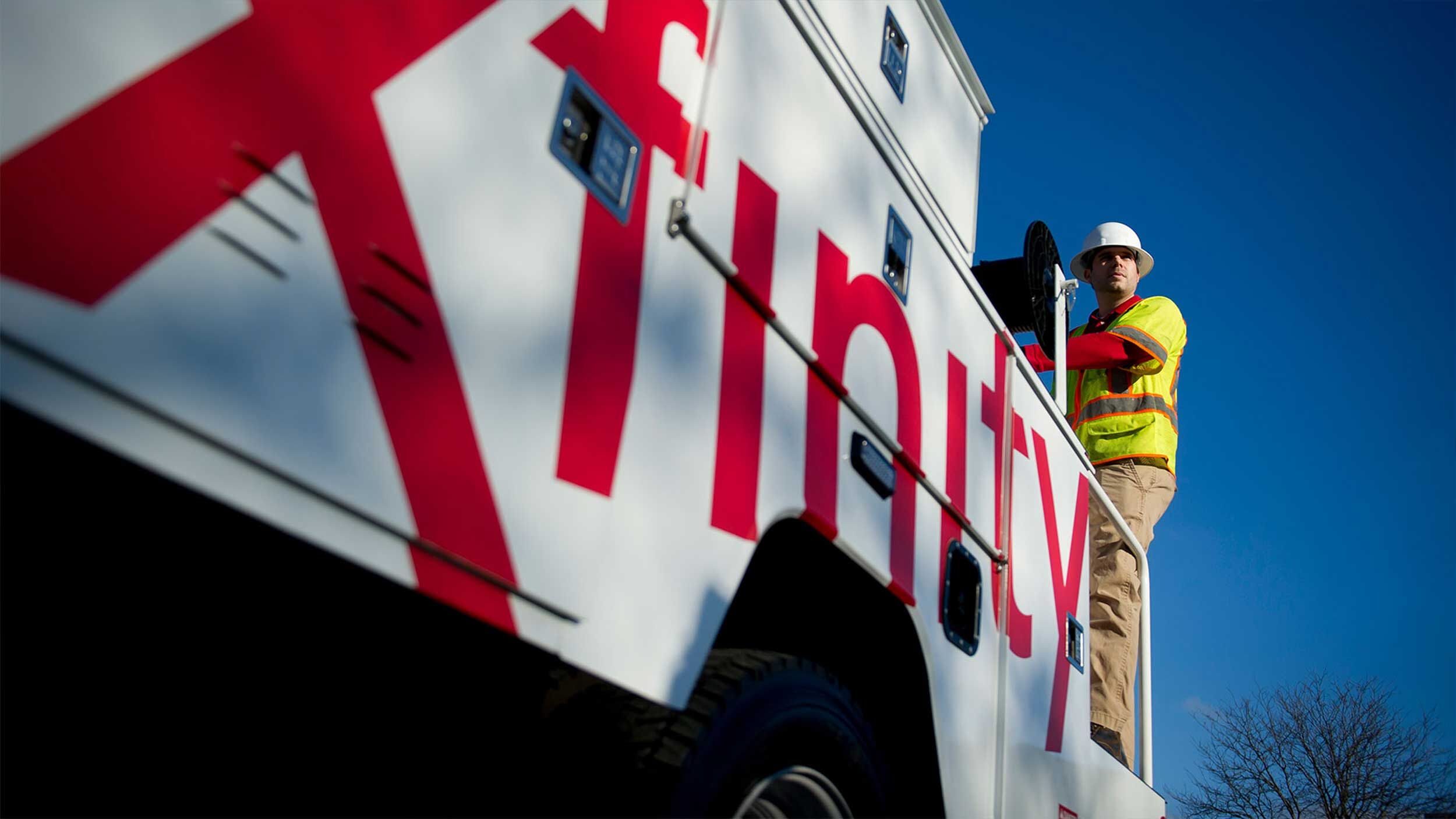 Stacks of laptops at a Comcast Call center