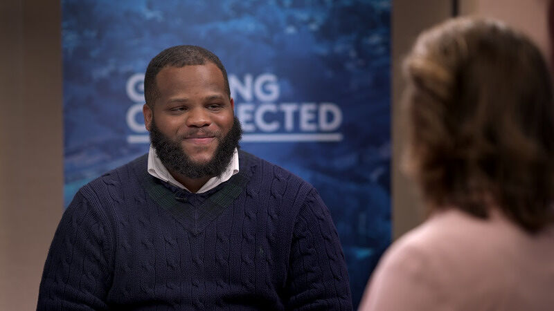 Zaire Martin during his interview setting with a 'Getting Connected' backdrop